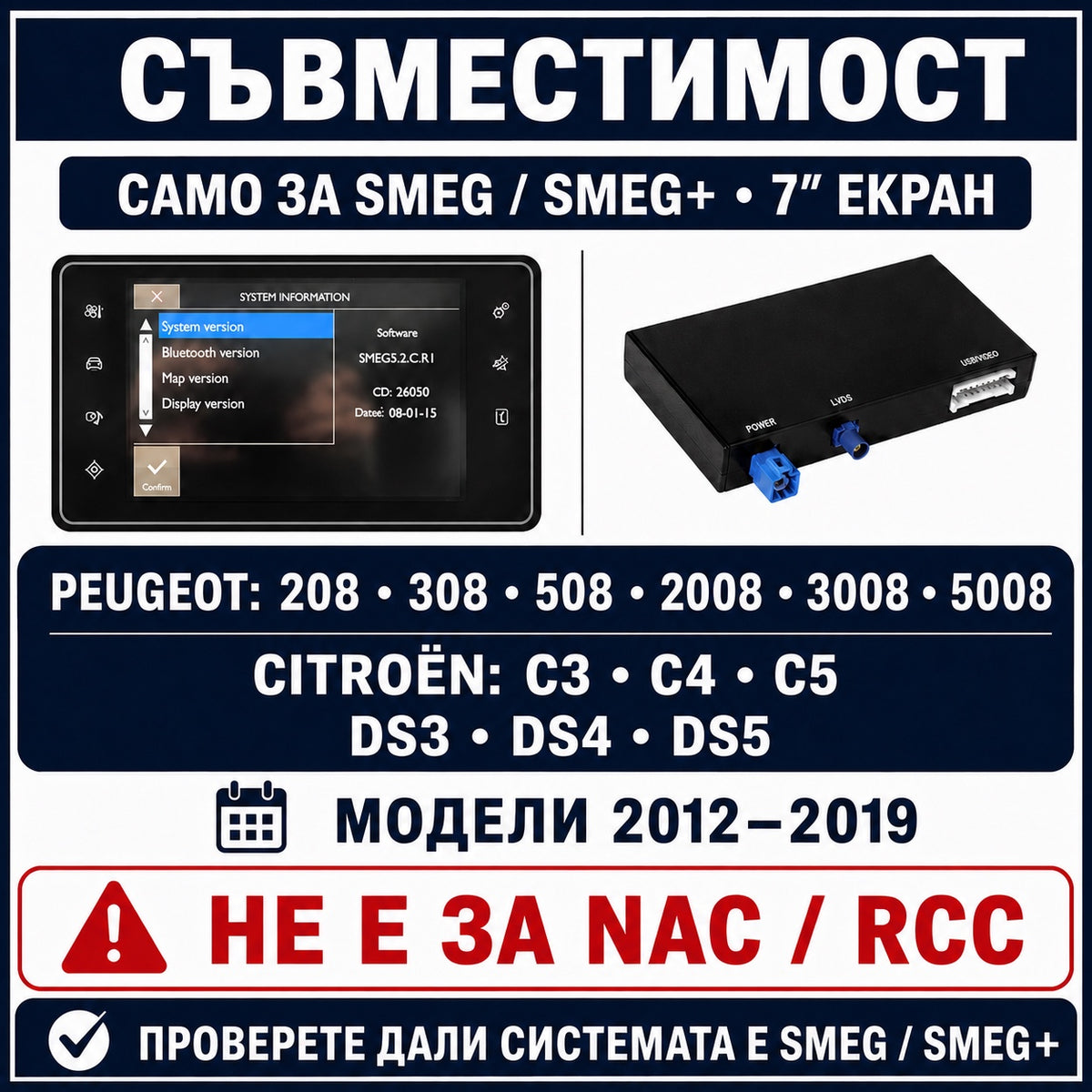 CarPlay за Peugeot и Citroen SMEG — съвместими модели и мултимедийни системи
