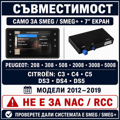 CarPlay за Peugeot и Citroen SMEG — съвместими модели и мултимедийни системи